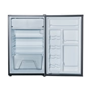 Galanz 4.3 cu ft Single-Door Mini Fridge in Black with Energy Star efficiency—compact, space-saving refrigerator perfect for dorms, offices, and small rooms