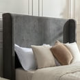 thumbnail image 3 of Miniyam Queen Size Upholstered Bed Frame, 54" High Platform Bed with Wingback Headboard for Adult, Gray, 3 of 7