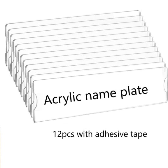 HOHAHO 12 Sets Acrylic Name Plate Wall Mount Holder,  with Adhesive Tapes, 2 x 8 Inch, Clear Plastic Sign Frame, for Office Door Wall