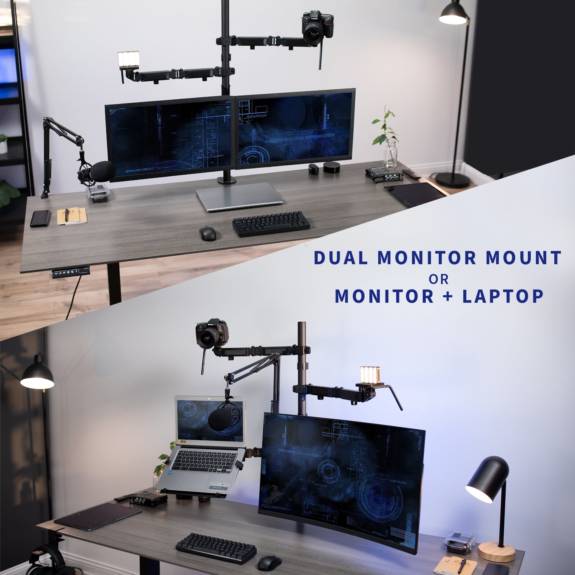 VIVO Black All-In-One Livestream Desk Mount, 17" to 32" Monitor, Laptop, Camera