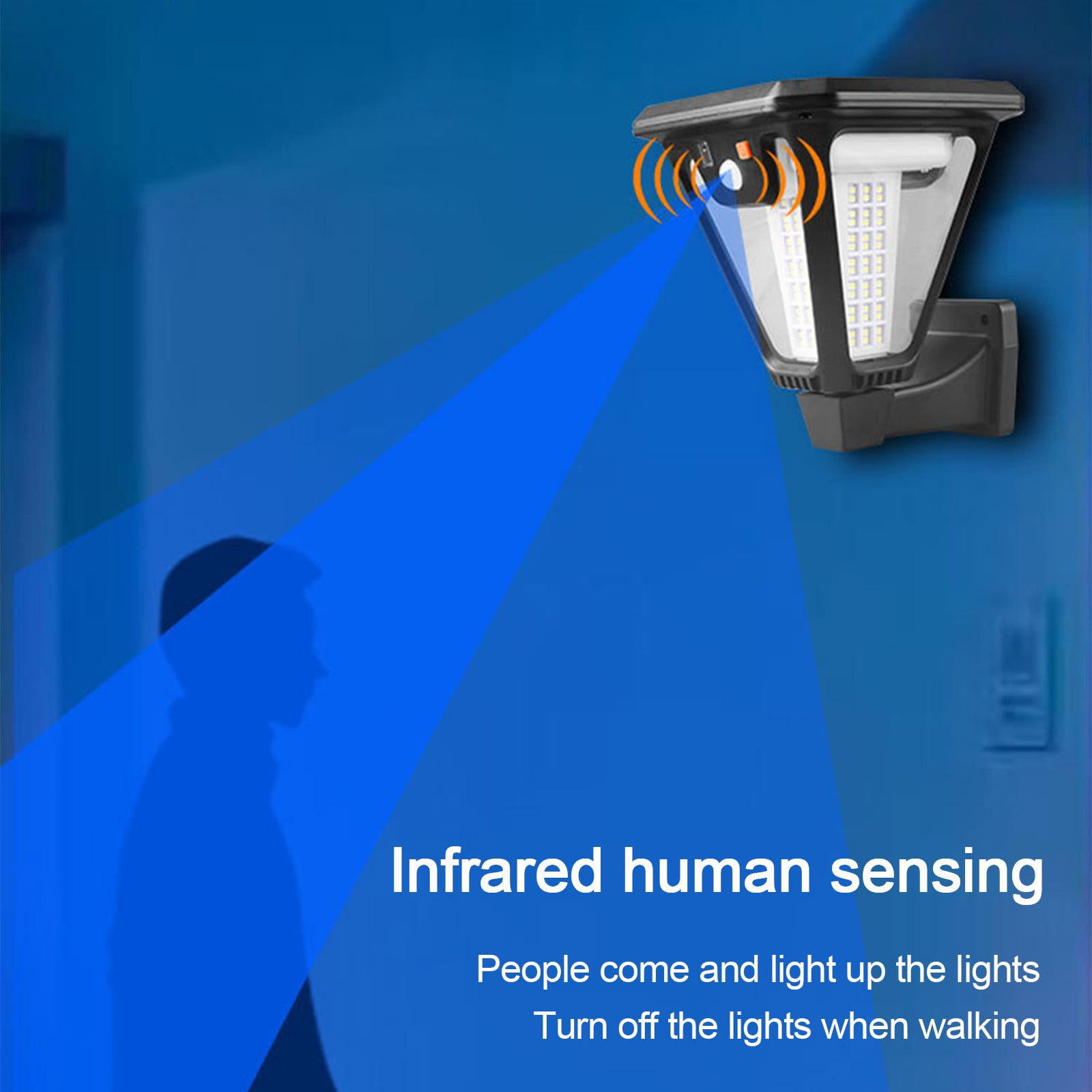Solar Sensor Lights Outdoor Motion Detection Wall Mounted Concise Front Porch Decorative Sconces Remote Control 3 Lighting Modes