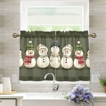 Yayeee Kitchen Curtains Light Filtering 27"x36" Rod Pocket Short Cafe Window Panel, Beige Snowmen