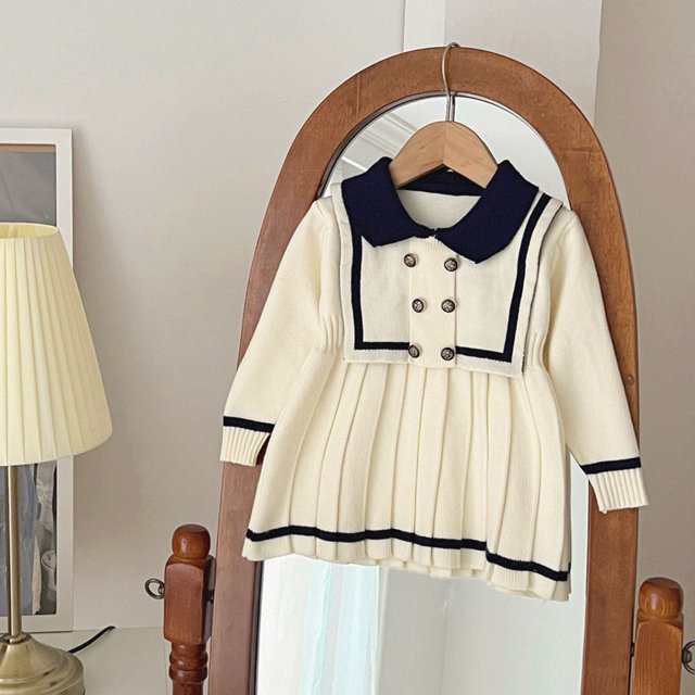 RXIRUCGD Robe Chandail à Manches Longues pour Filles, Jupe Chandail (Blanc, Taille : 5 Ans)