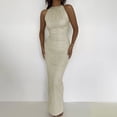 thumbnail image 4 of CAICJ98 Grande Taille Robes Femmes Sans Manches V Cou Split Soirée Longue Robe Argent L, 4 of 5
