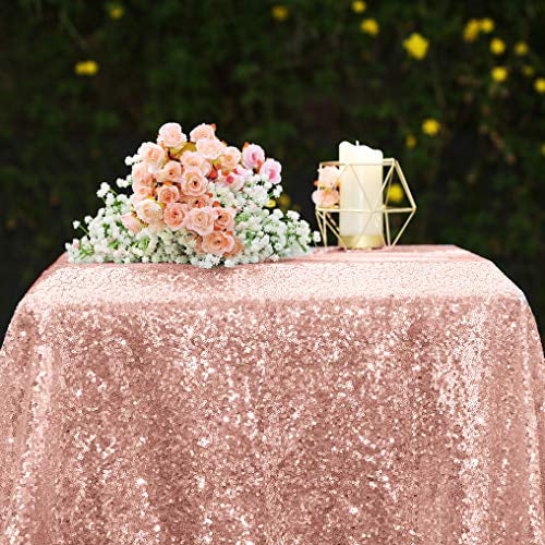 TRLYC Navy Blue 60*102 High Quailty Sparkly Tablecloth Sequin Rectangle Table Cloth for Wedding or Events