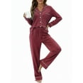 thumbnail image 6 of UVN Womens Pajamas Sets Long Sleeve Shirts and Drawstring Pants Ladies Loungewear Casual 2 Piece Matching Sets, 6 of 9