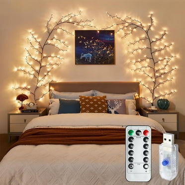 YTKUS Willow Vine String Lights 7.55Ft IP44 Waterproof Reusable LED Vine Lights 144LEDs Artificial Plant Tree Branch Lights Decorative for Walls Bedroom