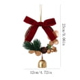 thumbnail image 3 of Bcylexb Mini Christmas Wreaths with Red Velvet Bow & Metal Bell, 9.1" Artificial Greenery Wreaths Small Hanging Wreath for Window Cabinet Xmas Farmhouse Decor, 3 of 5