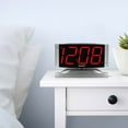 Sharp LED Digital Alarm Clock, Swivel Base, Silver Case, Red Display