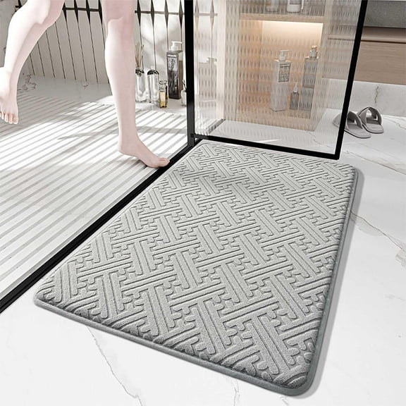 sruoe Bathroom Rugs, Bath Mat for Bathroom Floor 1pcs, Bath Mats for Bathroom Floor Non Slip Non Skid, Rectangular Polyester Floor Mat for Bath Door Household, Gray