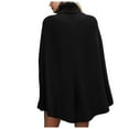 thumbnail image 3 of RMGVDSD Womens Turtleneck Knitted Sweater Batwing Sleeveless Hem Side Slit Pullover Tops Solid Color Loose Cape Shawl Comfort Pullover Sweater Tops /Black, 3 of 7