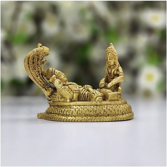 Vishnu Lakshmi Statue in Brass Vishnu Laxmi on Sheshnag Vishnu Narayana Resting Statue Padmanabhan Vishnu Lakshmi Figurine Hindu God Goddess Statue Lakshmi Narayana Idol Home Decor - AtoZ India Cart
