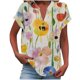 thumbnail image 1 of Vestidos Casuales Para Mujer, Blusas De Mujer De Moda Camiseta informal de manga corta con cuello en V y botones para mujer, 1 of 5