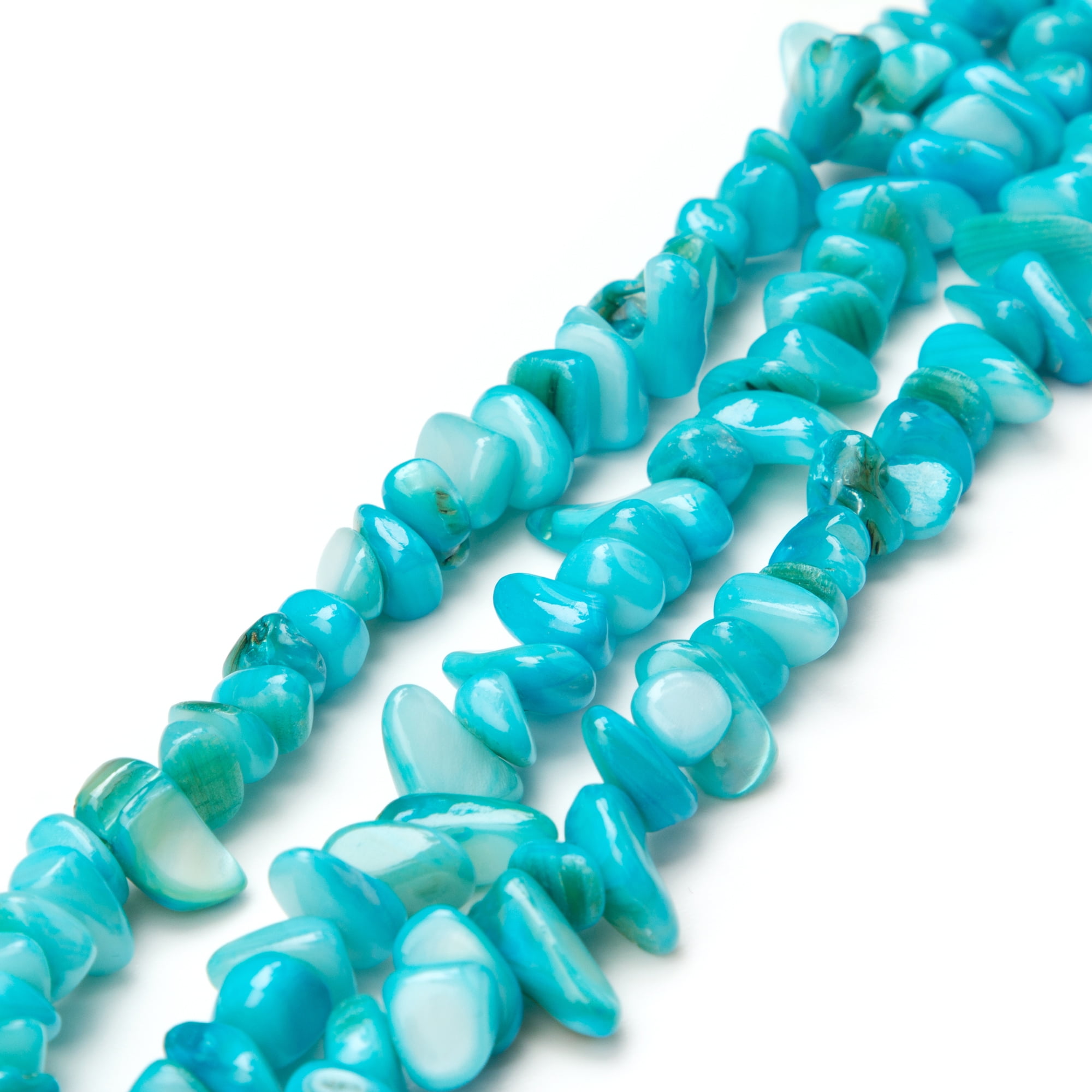 Cousin DIY Glass Stone Shell Bead Strand, 7.5 inch, Turquoise Blue, 115 Pieces