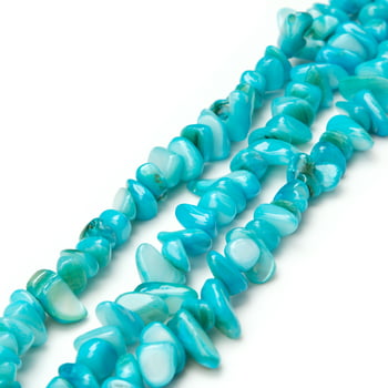 Cousin DIY Glass Stone Shell Bead Strand, 7.5 inch, Turquoise Blue, 115 Pieces