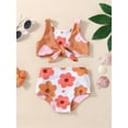 thumbnail image 4 of Musuos Infant Girlacute;s Summer Swimsuit, 6 12 18 24M Flower  Heart Print V-Neck Front Knotted Vest + High Waist Shorts, 4 of 10