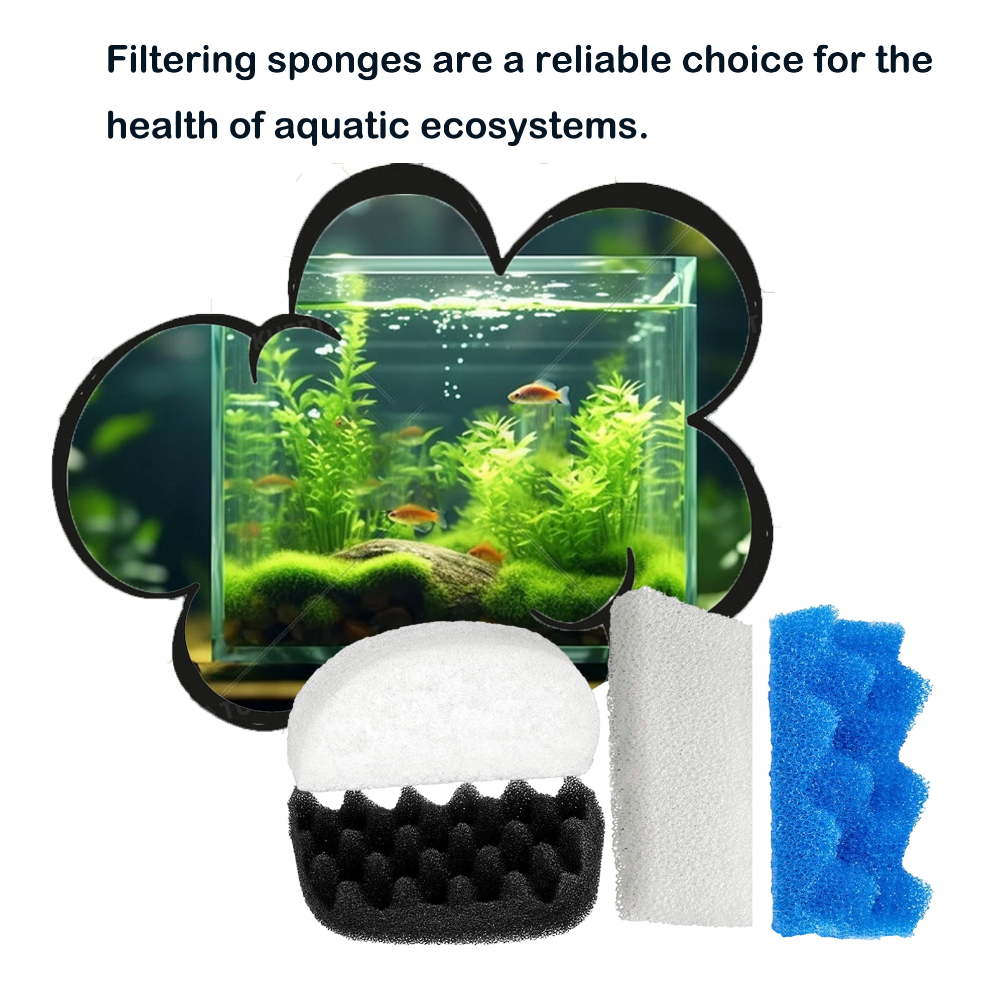 Genligt Aquarium Blue White Black Bio Sponge Foam Value Pack Compatible with Fluval 106, 107, 24 Pack