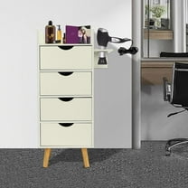 Salon Storage Cabinet,Hair Stylist Station with Hair Dryer Holder,Barber Stations Storage Cabinet with 4 Drawers,for Beauty Shop Cosmetic Studio Spa,Density Board (White)