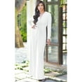 thumbnail image 2 of KOH KOH Long Sleeve Modest Fall Winter Evening Flowy Empire Waist Full Floor Length Cocktail Formal V-Neck Tall Maxi Dress Gown Abaya For Women Ivory White XXX-Large US 22-24 NT171, 2 of 6