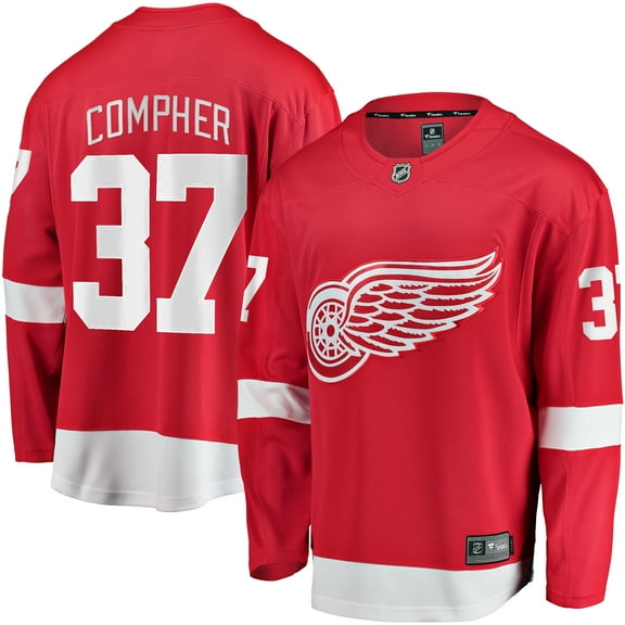 Men's Fanatics J.T. Compher Red Detroit Red Wings Home Breakaway Jersey