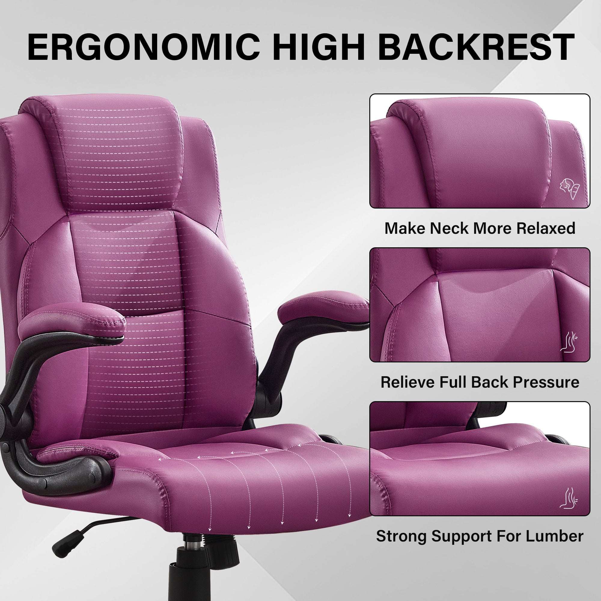 JONPONY Big and Tall Office Chair 400LBS Wide Seat Ergonomic Computer Desk Chair High Back Executive(图5)