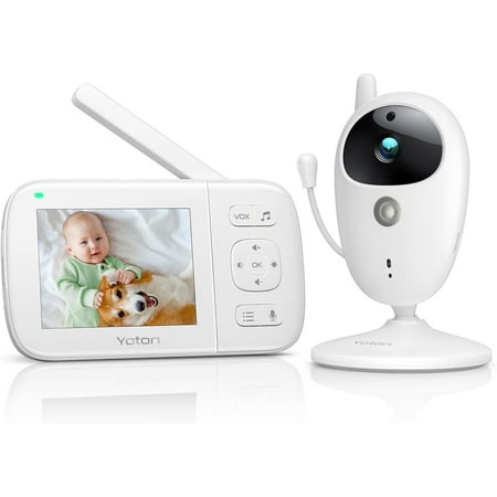 Yoton 3.5" Video Baby Monitor with Night Vision, Temperature Sensor, Two Way Talk, 2.4GHz Wireless