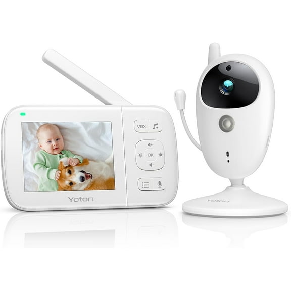 Yoton Baby Monitor with Camera,  3.5-inch LCD Screen Home Security, 2.4GHz Wireless Digital Transmission, VOX Mode, Temperature Sensor, Night Vision, 8 Lullabies, Two Way Talk