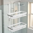 thumbnail image 5 of White Over Door Shower Caddy, Rustproof Bathroom Organizer, 2-Tier Storage Rack, 11.81x5.31 Inch Shelves, No Drilling Required, 5 of 5