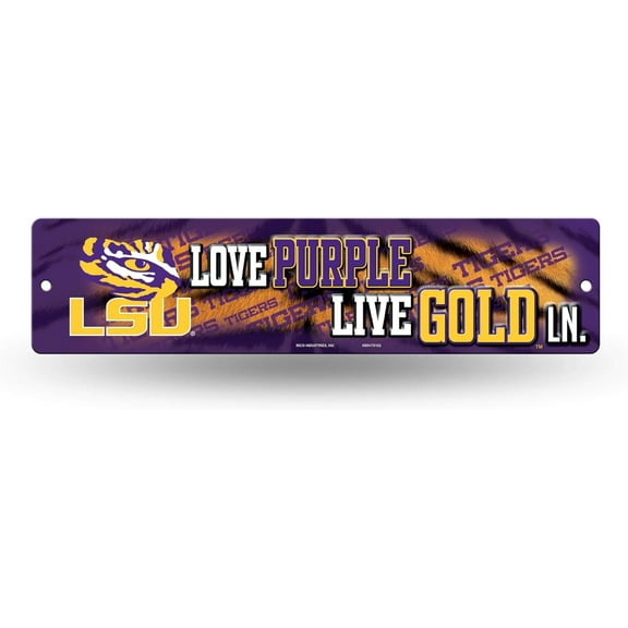 Rico Industries LSU 16-Inch Plastic Street Sign Décor