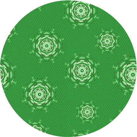 

Ahgly Company Indoor Round Patterned Green Area Rugs 4 Round