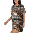 thumbnail image 2 of Fotbe Serene Kitten Kingdom Print Pajama Set for Women 2 Piece Loungewear Short Sleeve Tops and Shorts Set Soft Sleepwear-X-Large, 2 of 7