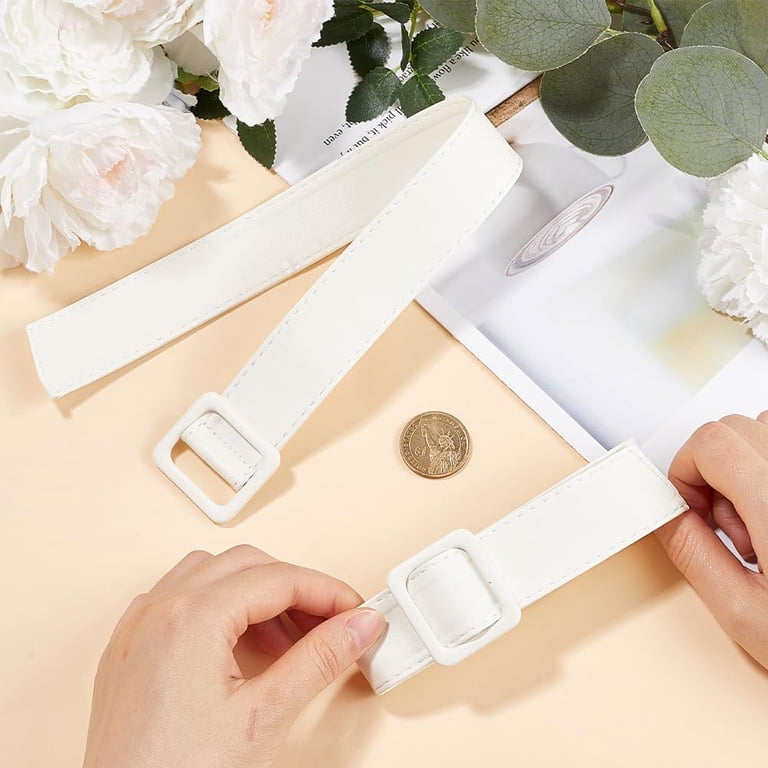 2PCS Leather Sleeve Belts Wide Trench Tie Band White Soft PU  display picture 1