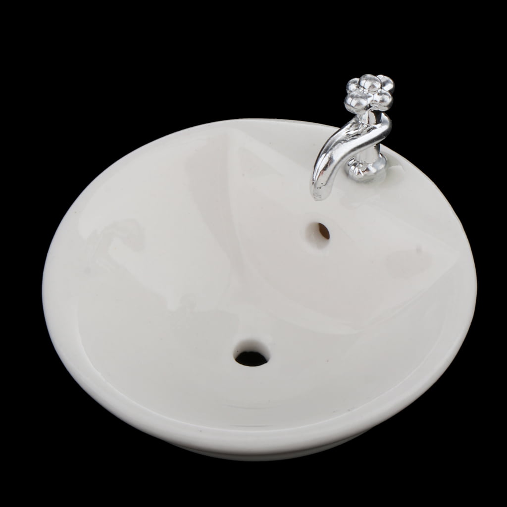 Details about   1/12 Scale White Round Wash Basin Sink for Dollhouse Bathroom Furniture Accs 