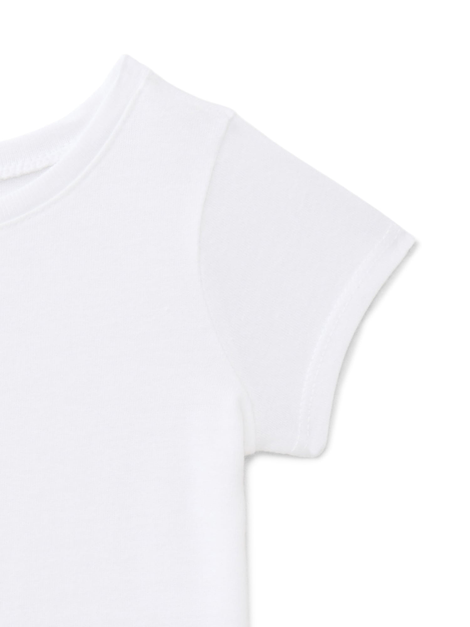 Wonder Nation Baby Girls Crewneck Tee with Short Sleeves, Sizes 0/3M-24M