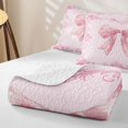 thumbnail image 4 of Erosebridal Girls Bowknot Bed Spread Queen For Kids,Pink Damask Bohemian Exotic Style Queen Coverlet Set,3pcs, 4 of 7