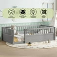 thumbnail image 2 of Bellemave Twin Montessori Bed Frame, Wood Twin Size Floor Bed with High Fence Rails, Twin Beds Frame for Bedroom Playroom (Gray), 2 of 7
