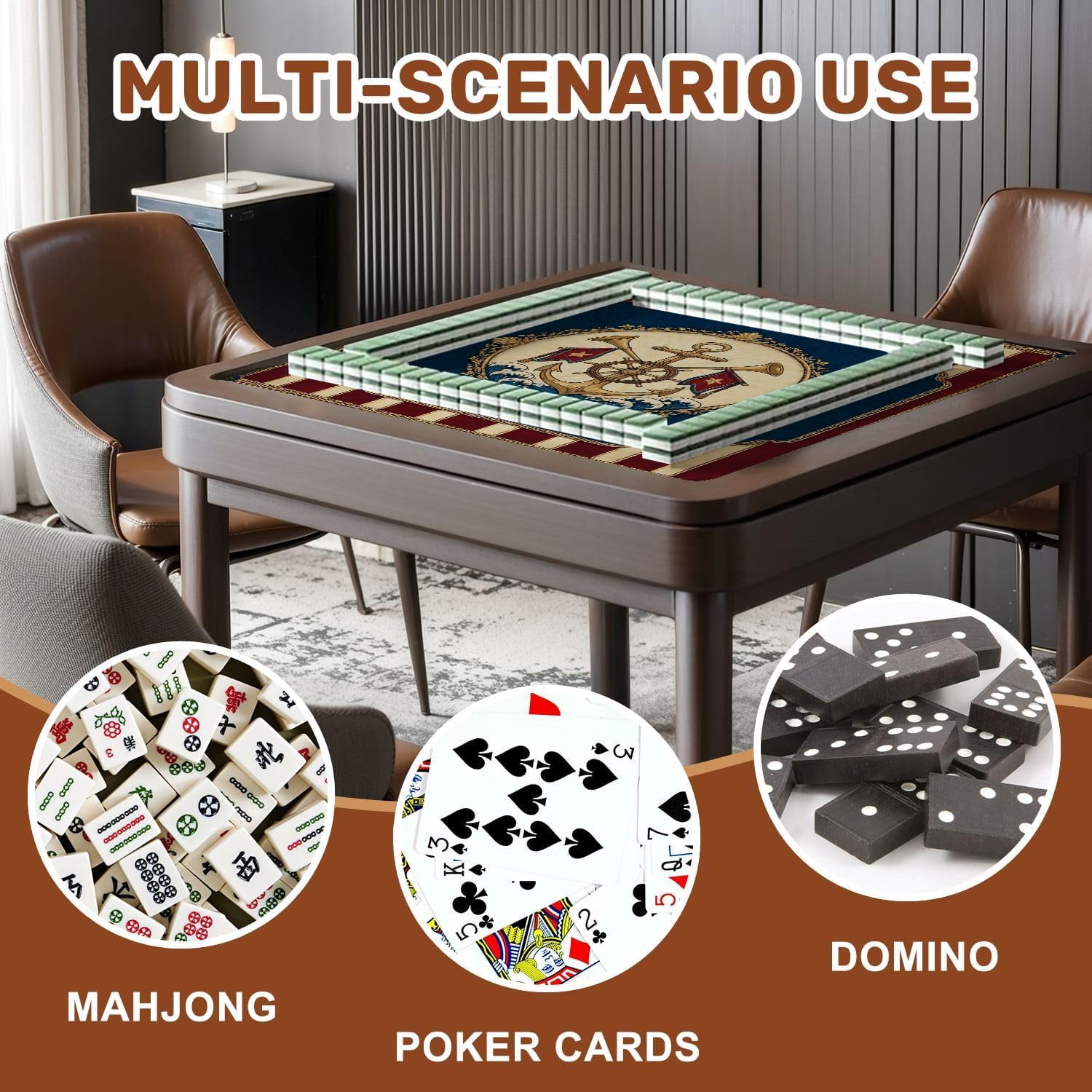 Mahjong Mat with Carrying Bag 31.5" x 31.5" Non-Slip Noise Reduction Vintage American Flag Dual Flags Ribbon Detail Table Mat for Mahjong Poker Dominoes Card Board Tile Games