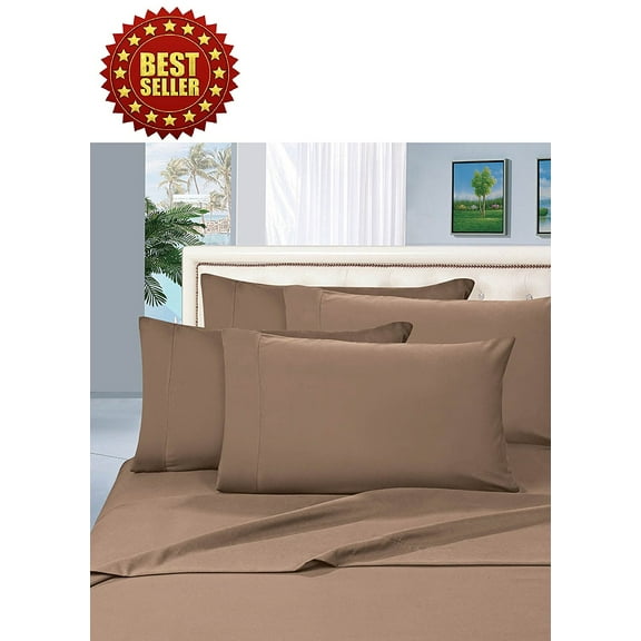 1800 Series  4-Piece Bed Sheet Set, Deep Pocket up to 16 inch, Split King, Taupe