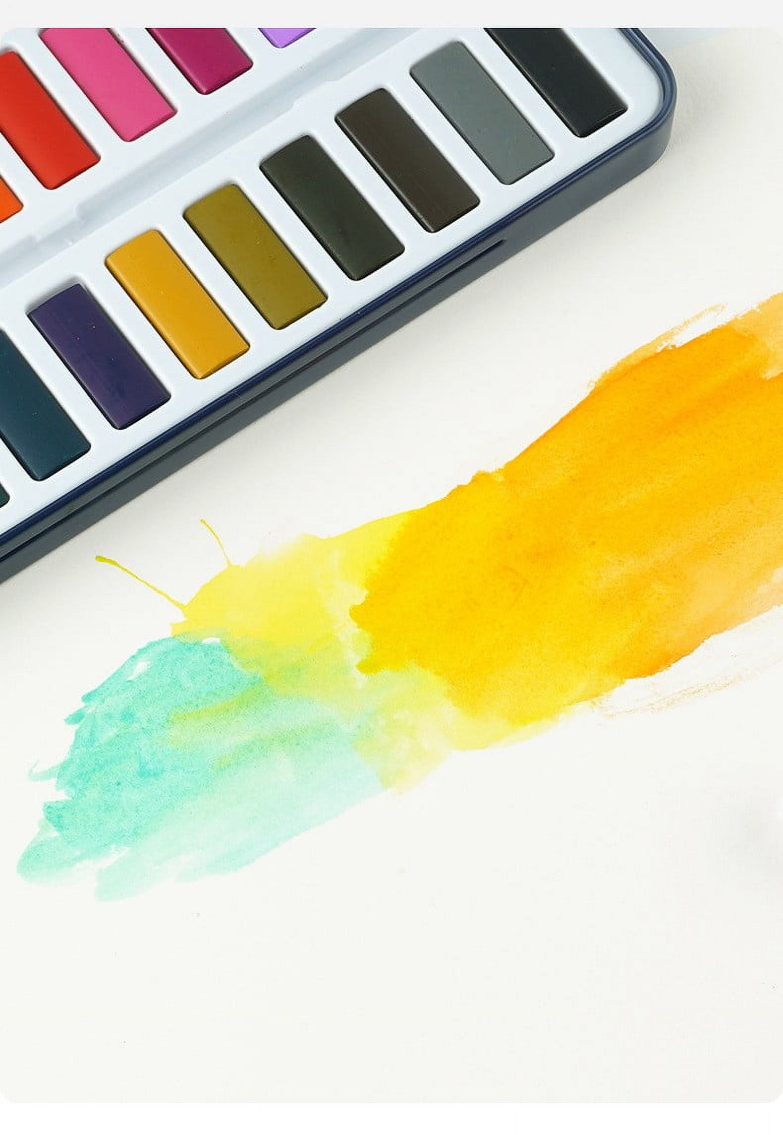 AUHomi Watercolor Paint Set with Brush, 12 Vibrant Colors, Highly Pigmented, For Beginners and Professionals, Portable Travel Watercolor Set