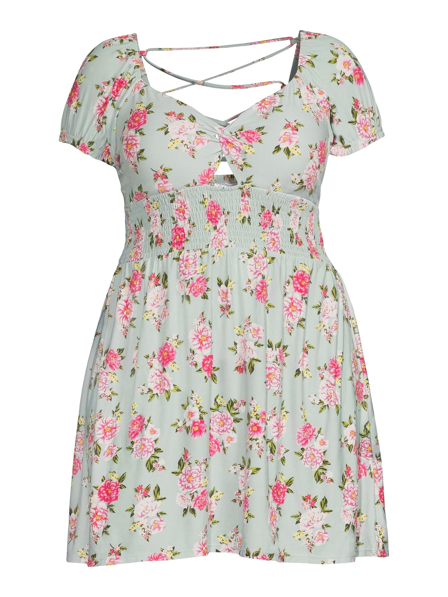 No Boundaries Juniors Plus Size Twist Front Dress with Lace Up Back