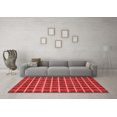 thumbnail image 3 of Ahgly Company Machine Washable Indoor Square Checkered Red Modern Area Rugs, 7' Square, 3 of 4