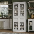 thumbnail image 4 of Palace Imports 100% Solid Wood Kitchen Pantry Storage Cabinet with Glass Doors, Adjustable Shelves and 2-Drawers, White, 4 of 6