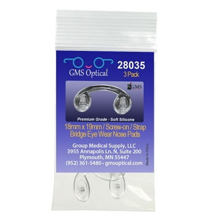 GMS Optical Nose Pads - Strap Bridge Screw-In Small (18mm x 19mm, 3 Pairs)