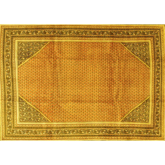 Ahgly Company Indoor Rectangle Persian Yellow Traditional Area Rugs, 5' x 7'