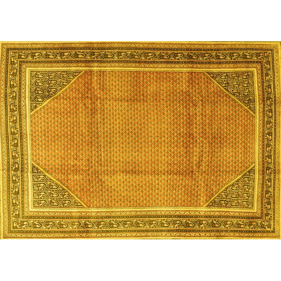 Ahgly Company Indoor Rectangle Persian Yellow Traditional Area Rugs, 5' x 7'