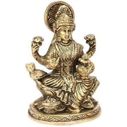 Zap Impex Brass Lakshmi Idol Laxmi Goddess Lakshmi Sitting Statue in Blessing Position for Puja Temple at Home