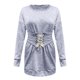 thumbnail image 3 of Gibobby Vestidos de sueter para mujer Casual Color Sólido Manga Larga Cuello Redondo Sudadera Túnica Recortada Vestido Sexy(Gris,M), 3 of 5