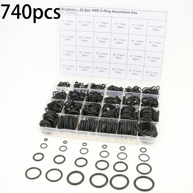 Boeray 24 Size 740 pcs Nitrile Rubber NBR O-Ring Gasket Ring Assortment Kits