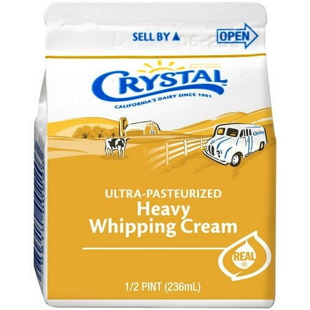 Crystal Creamery 36% Heavy Whipping Cream Paper Carton Half Pint 8 Fl Oz