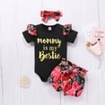 thumbnail image 4 of Girls Outfits Short Sleeved Cartoon Ruffle Bodysuit + Shorts + Headband 3Pc Set, 4 of 8
